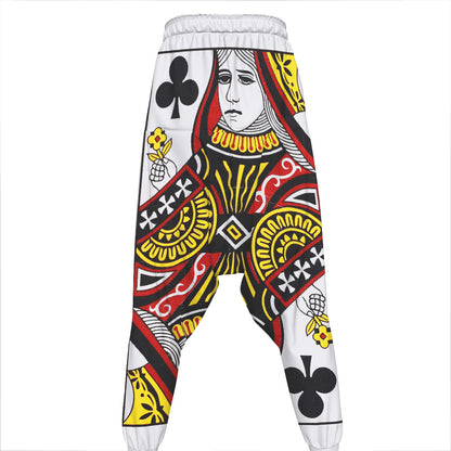Queen Of Clubs Playing Card Print Hammer Pants