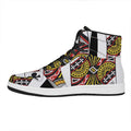 Queen Of Clubs Playing Card Print High Top Leather Sneakers