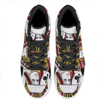 Queen Of Clubs Playing Card Print High Top Leather Sneakers