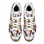 Queen Of Clubs Playing Card Print High Top Leather Sneakers