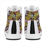 Queen Of Clubs Playing Card Print High Top Leather Sneakers