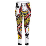 Queen Of Clubs Playing Card Print High-Waisted Pocket Leggings