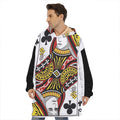 Queen Of Clubs Playing Card Print Hoodie Blanket