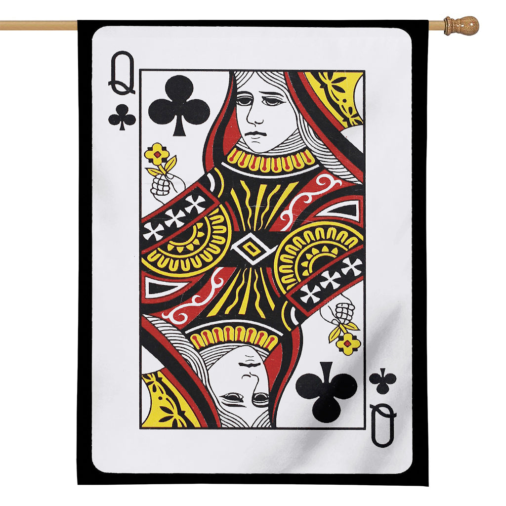 Queen Of Clubs Playing Card Print House Flag