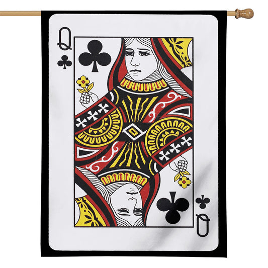 Queen Of Clubs Playing Card Print House Flag