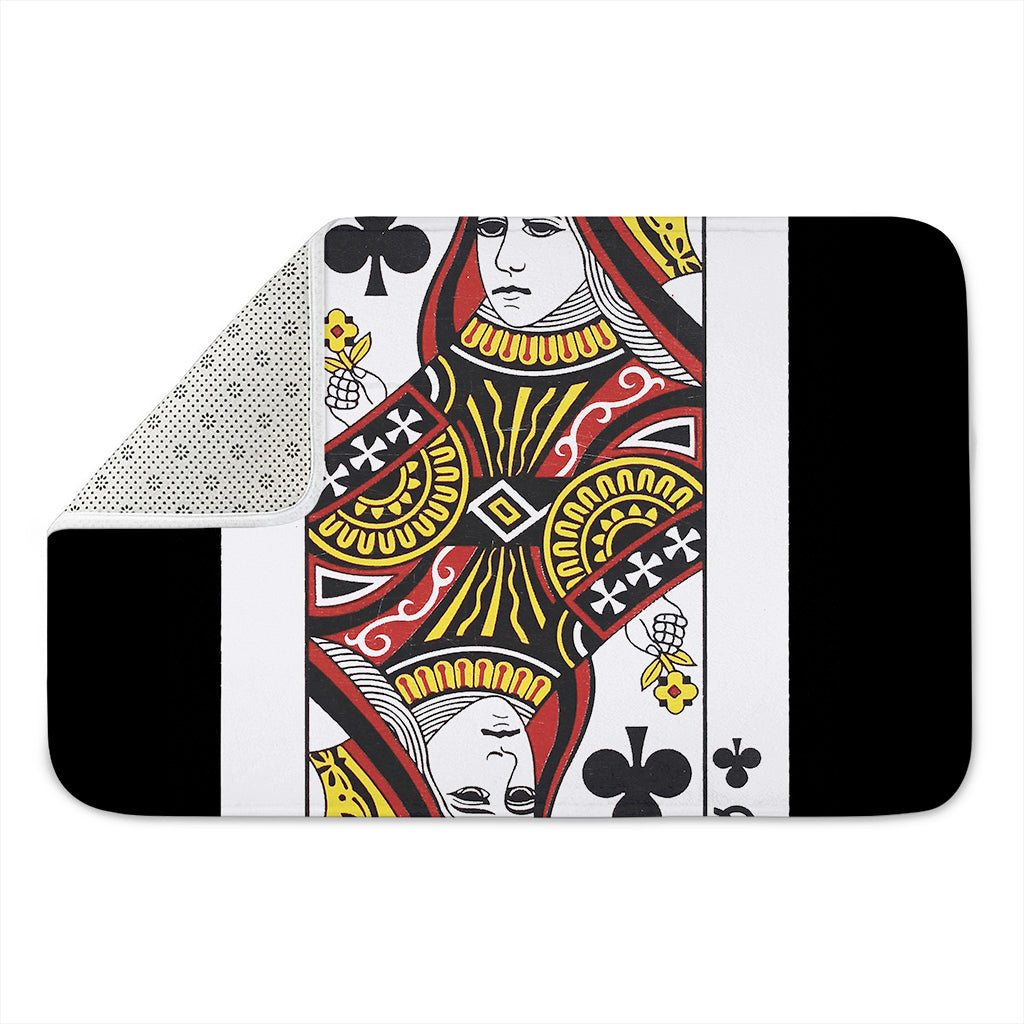 Queen Of Clubs Playing Card Print Indoor Door Mat