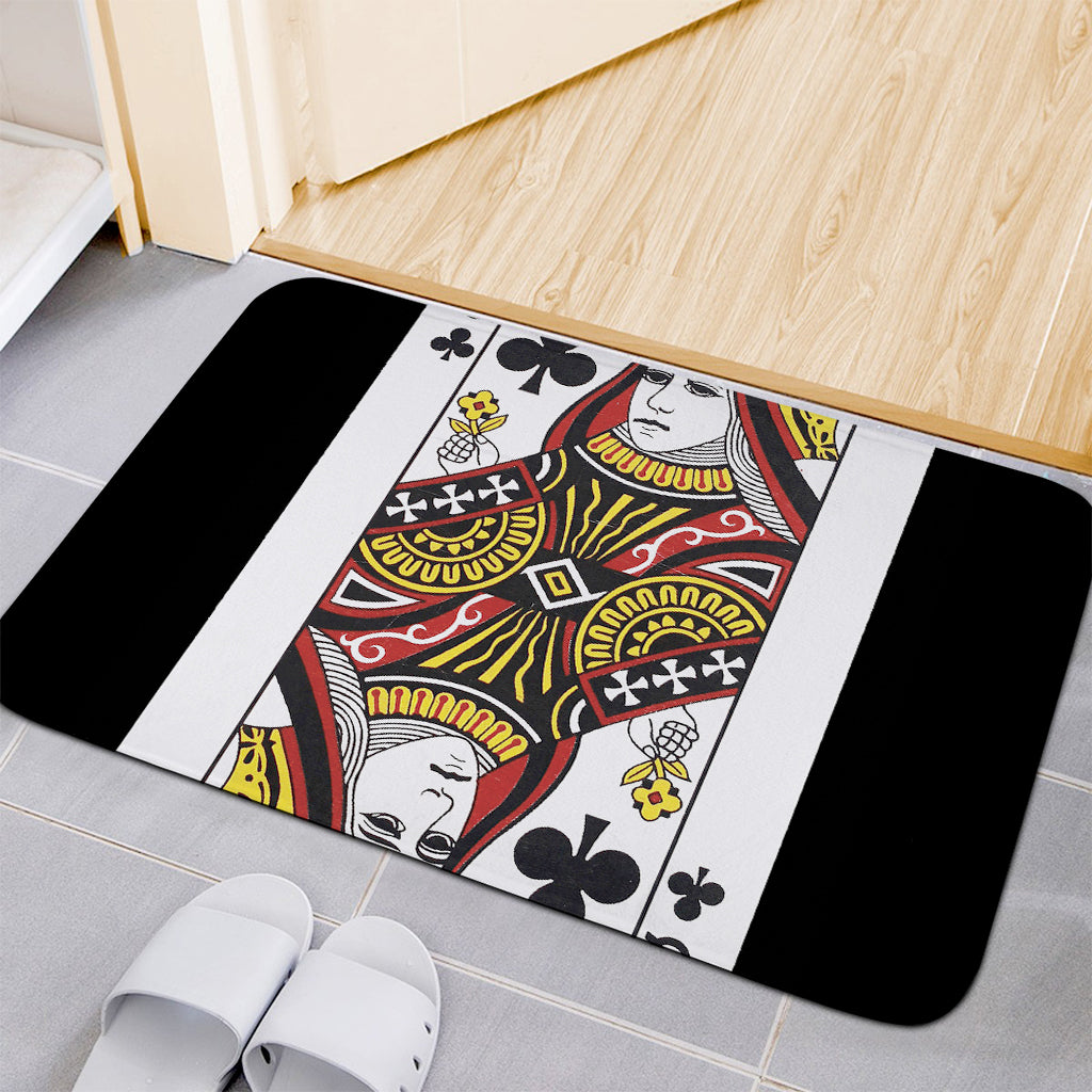 Queen Of Clubs Playing Card Print Indoor Door Mat