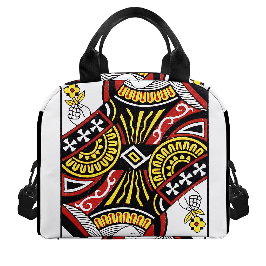 Queen Of Clubs Playing Card Print Insulated Lunch Bag