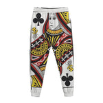 Queen Of Clubs Playing Card Print Jogger Pants