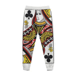 Queen Of Clubs Playing Card Print Jogger Pants