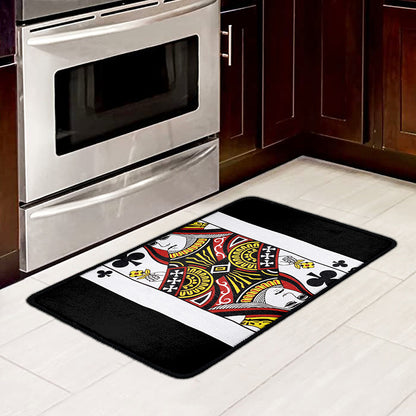 Queen Of Clubs Playing Card Print Kitchen Mat