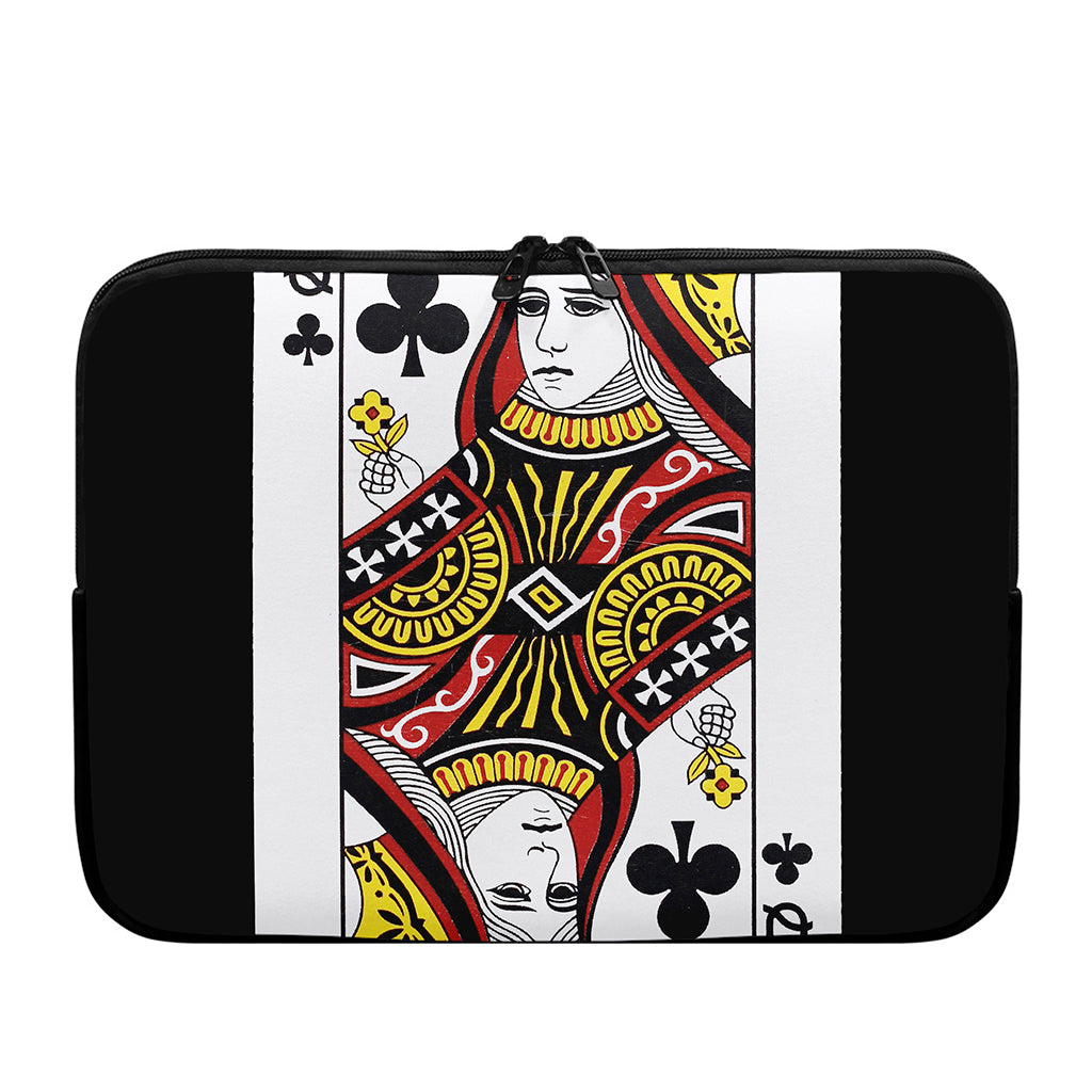 Queen Of Clubs Playing Card Print Laptop Sleeve