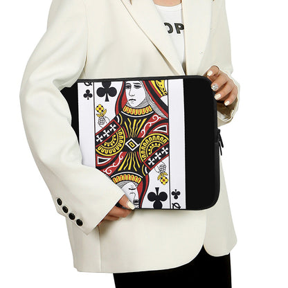 Queen Of Clubs Playing Card Print Laptop Sleeve