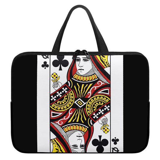 Queen Of Clubs Playing Card Print Laptop Sleeve With Handle