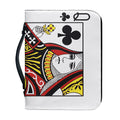 Queen Of Clubs Playing Card Print Leather Bible Cover