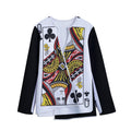Queen Of Clubs Playing Card Print Long Sleeve Short Coat