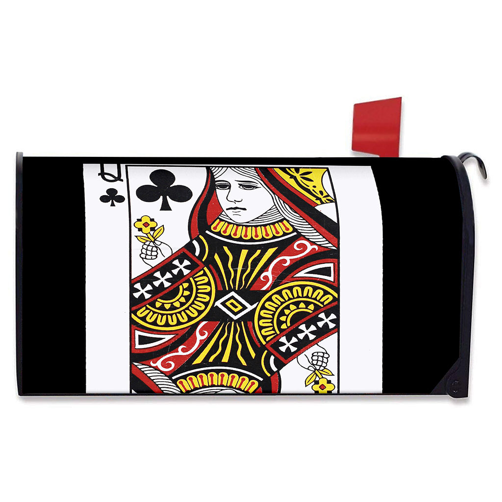 Queen Of Clubs Playing Card Print Mailbox Cover