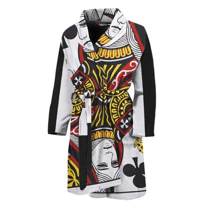 Queen Of Clubs Playing Card Print Men's Bathrobe