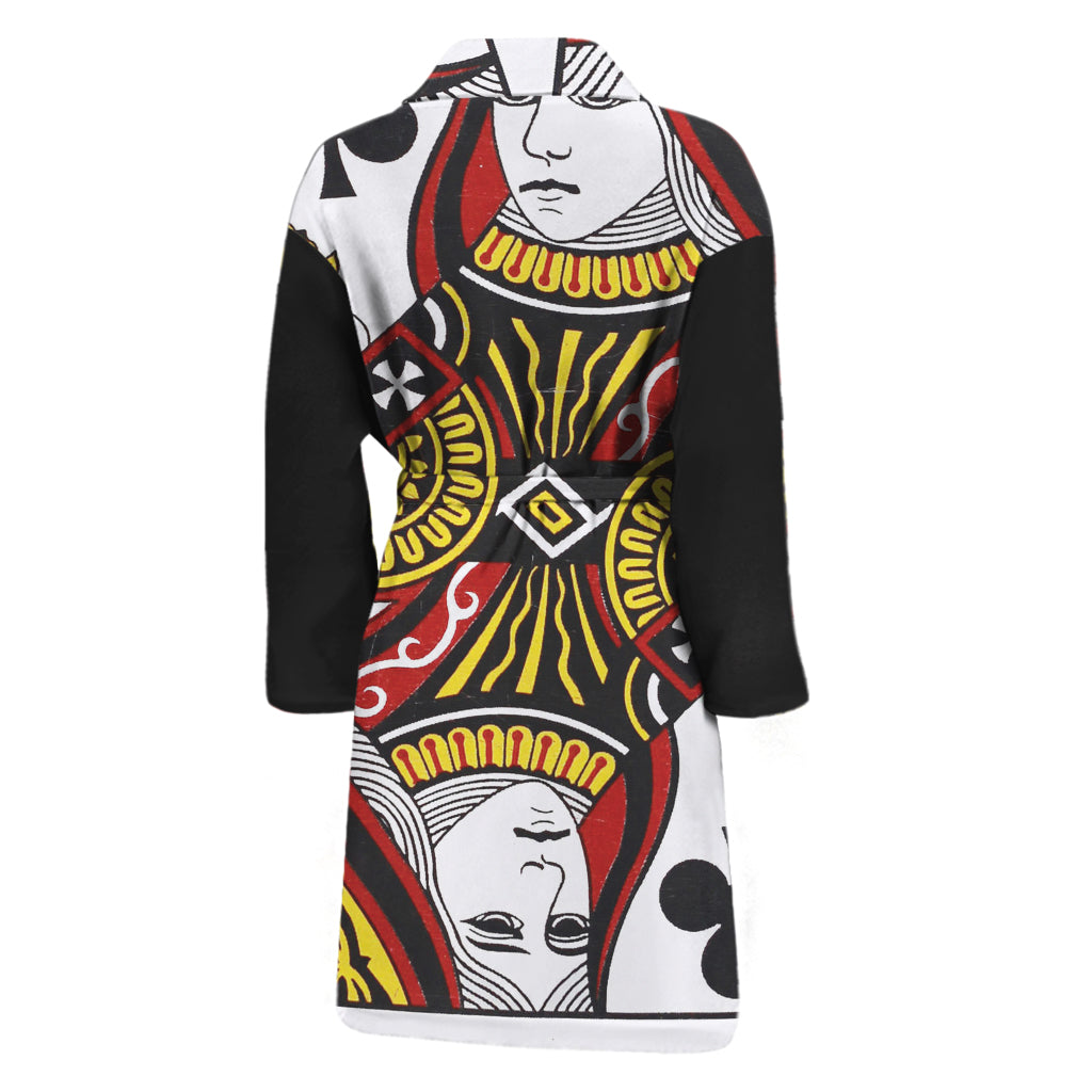 Queen Of Clubs Playing Card Print Men's Bathrobe