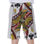 Queen Of Clubs Playing Card Print Men's Beach Shorts