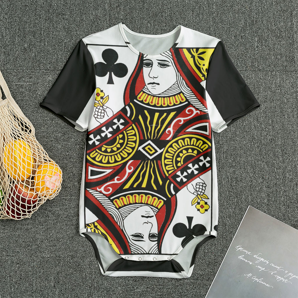Queen Of Clubs Playing Card Print Men's Bodysuit