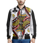 Queen Of Clubs Playing Card Print Men's Bomber Jacket