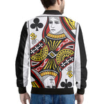 Queen Of Clubs Playing Card Print Men's Bomber Jacket