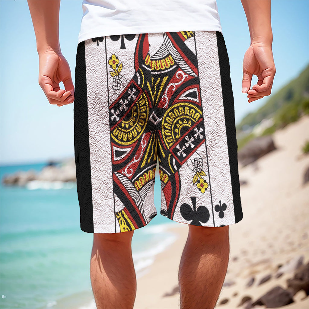 Queen Of Clubs Playing Card Print Men's Cargo Shorts