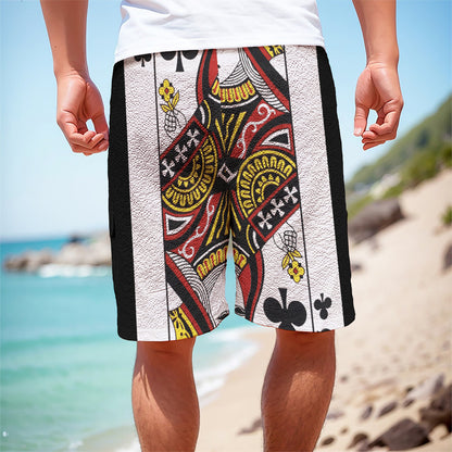 Queen Of Clubs Playing Card Print Men's Cargo Shorts