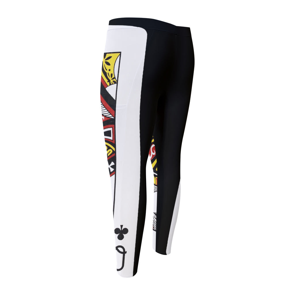 Queen Of Clubs Playing Card Print Men's Compression Pants