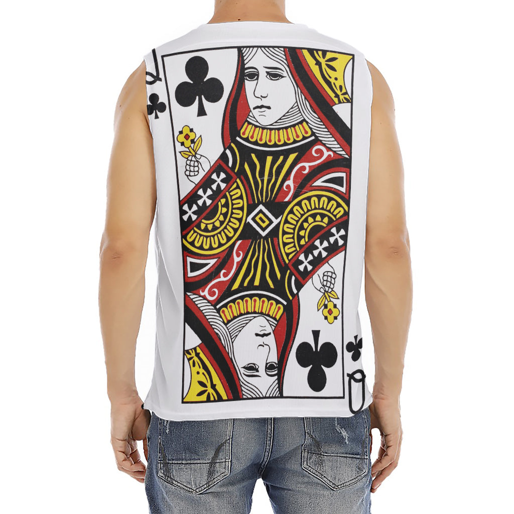 Queen Of Clubs Playing Card Print Men's Fitness Tank Top