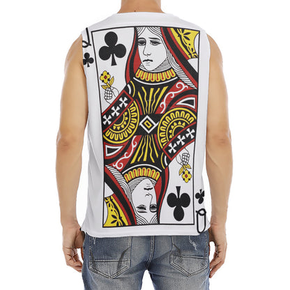 Queen Of Clubs Playing Card Print Men's Fitness Tank Top