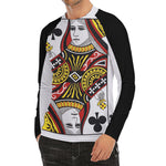 Queen Of Clubs Playing Card Print Men's Long Sleeve Rash Guard