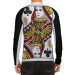 Queen Of Clubs Playing Card Print Men's Long Sleeve Rash Guard