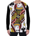 Queen Of Clubs Playing Card Print Men's Long Sleeve T-Shirt