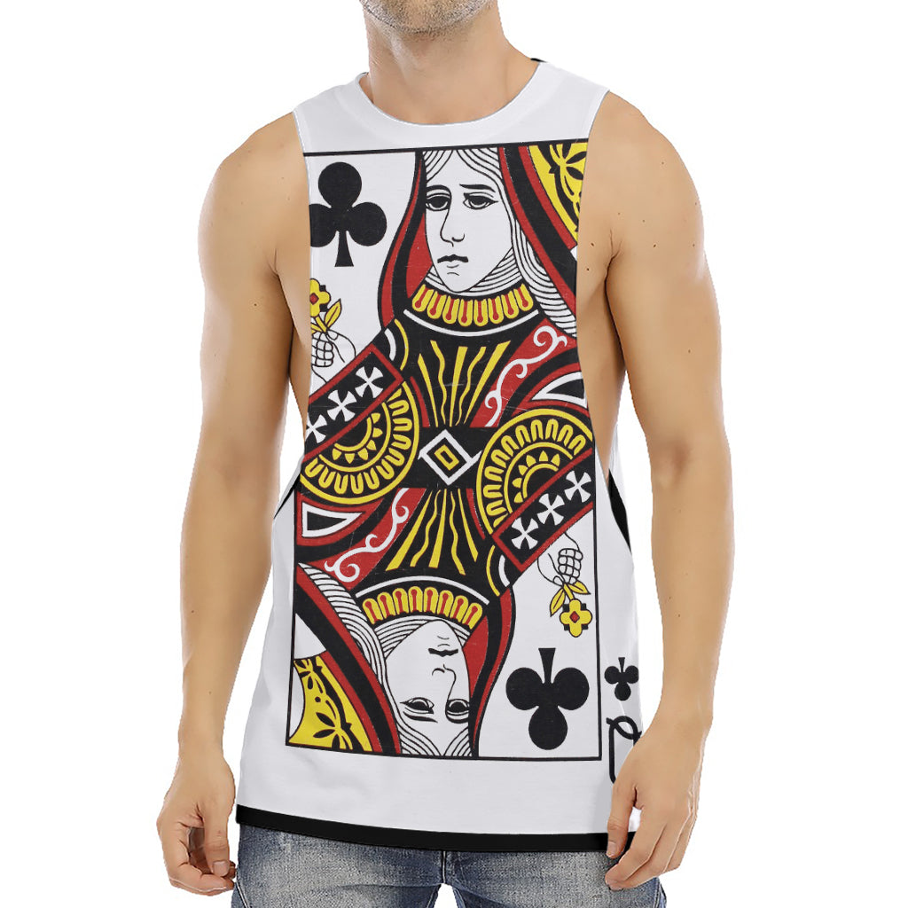 Queen Of Clubs Playing Card Print Men's Muscle Tank Top