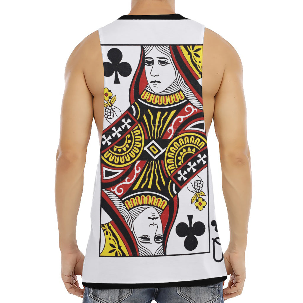 Queen Of Clubs Playing Card Print Men's Muscle Tank Top