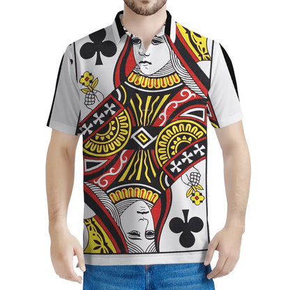 Queen Of Clubs Playing Card Print Men's Polo Shirt