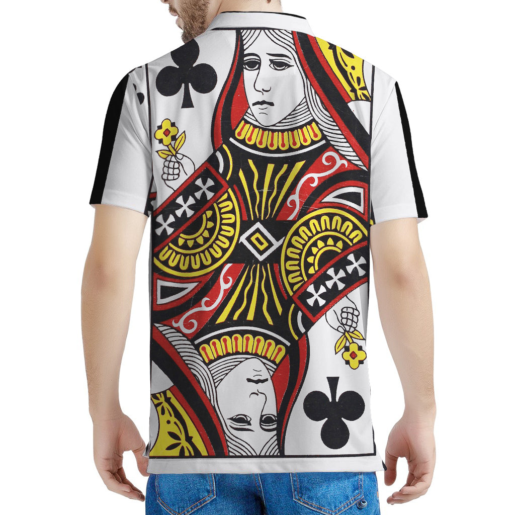 Queen Of Clubs Playing Card Print Men's Polo Shirt