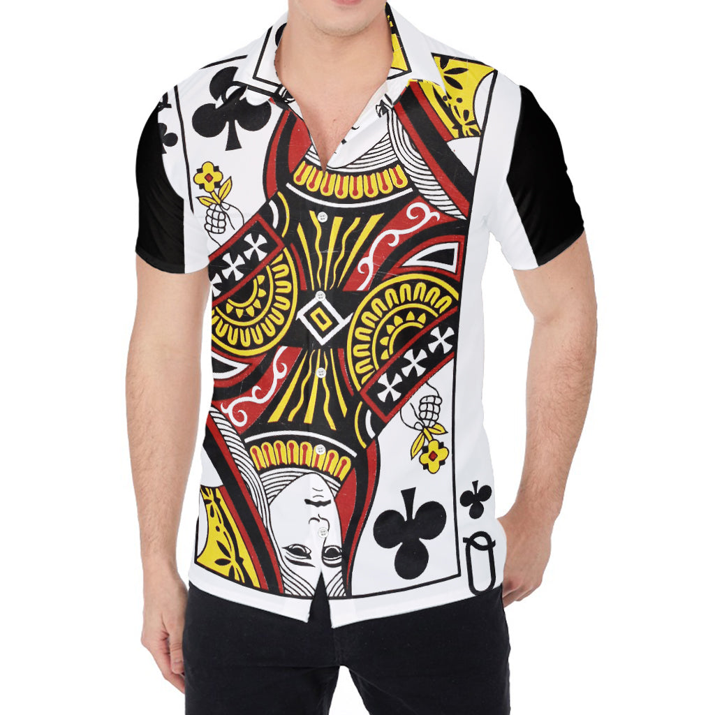 Queen Of Clubs Playing Card Print Men's Shirt