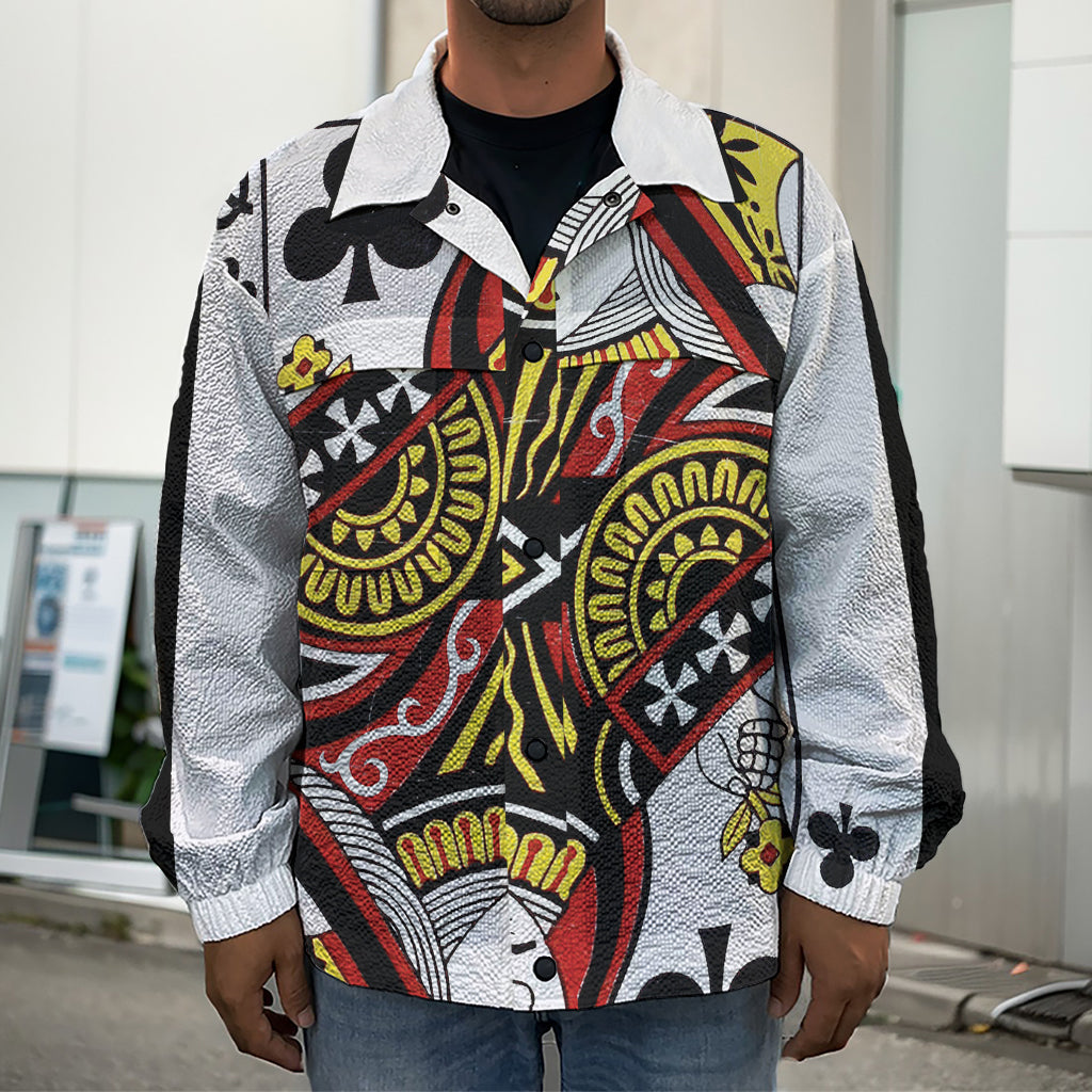 Queen Of Clubs Playing Card Print Men's Shirt Jacket