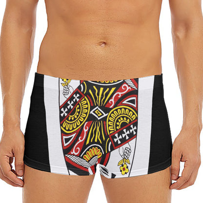 Queen Of Clubs Playing Card Print Men's Short Boxer Briefs