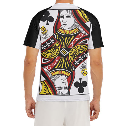 Queen Of Clubs Playing Card Print Men's Short Sleeve Rash Guard