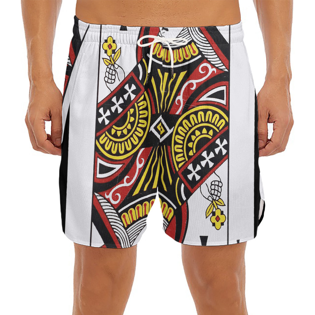 Queen Of Clubs Playing Card Print Men's Split Running Shorts