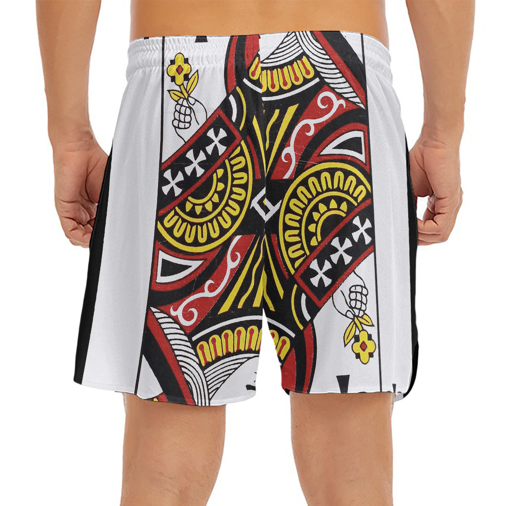 Queen Of Clubs Playing Card Print Men's Split Running Shorts