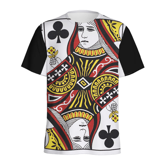 Queen Of Clubs Playing Card Print Men's Sports T-Shirt