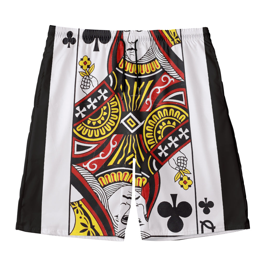 Queen Of Clubs Playing Card Print Men's Swim Trunks
