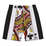 Queen Of Clubs Playing Card Print Men's Swim Trunks