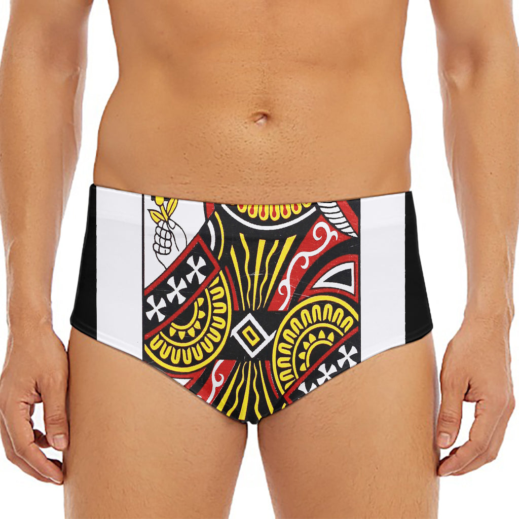 Queen Of Clubs Playing Card Print Men's Triangle Swim Briefs
