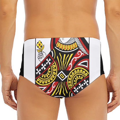 Queen Of Clubs Playing Card Print Men's Triangle Swim Briefs